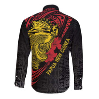 Papua New Guinea 49th Independence Day Long Sleeve Button Shirt Motuan Revareva Bird-of-Paradise