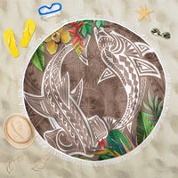 Polynesia Beach Blanket Sharks Duo Tropical Brown LT7 One Size 150cm Brown - Polynesian Pride