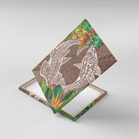 Polynesia Canvas Wall Art Sharks Duo Tropical Brown LT7 With Frame Brown - Polynesian Pride