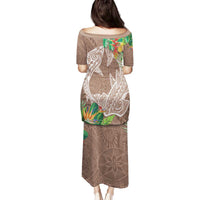 Polynesia Family Matching Puletasi and Hawaiian Shirt Sharks Duo Tropical Brown LT7 - Polynesian Pride