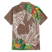 Polynesia Family Matching Tank Maxi Dress and Hawaiian Shirt Sharks Duo Tropical Brown LT7 - Polynesian Pride