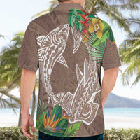 Polynesia Hawaiian Shirt Sharks Duo Tropical Brown LT7 - Polynesian Pride