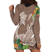 Polynesia Hoodie Dress Sharks Duo Tropical Brown LT7 - Polynesian Pride