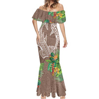 Polynesia Mermaid Dress Sharks Duo Tropical Brown