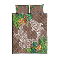 Polynesia Quilt Bed Set Sharks Duo Tropical Brown LT7 - Polynesian Pride
