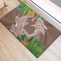 Polynesia Rubber Doormat Sharks Duo Tropical Brown LT7 - Polynesian Pride