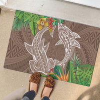 Polynesia Rubber Doormat Sharks Duo Tropical Brown LT7 - Polynesian Pride