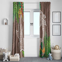 Polynesia Window Curtain Sharks Duo Tropical Brown LT7 - Polynesian Pride