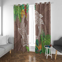 Polynesia Window Curtain Sharks Duo Tropical Brown LT7 With Grommets Brown - Polynesian Pride