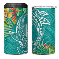 Polynesia 4 in 1 Can Cooler Tumbler Sharks Duo Tropical Teal LT7 One Size: 16 oz Teal - Polynesian Pride