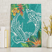 Polynesia Canvas Wall Art Sharks Duo Tropical Teal LT7 Without Frame Teal - Polynesian Pride