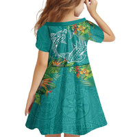 Polynesia Family Matching Summer Maxi Dress and Hawaiian Shirt Sharks Duo Tropical Teal LT7 - Polynesian Pride