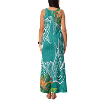 Polynesia Family Matching Tank Maxi Dress and Hawaiian Shirt Sharks Duo Tropical Teal LT7 - Polynesian Pride