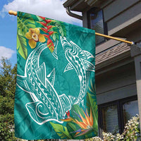 Polynesia Garden Flag Sharks Duo Tropical Teal LT7 - Polynesian Pride