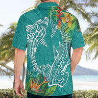 Polynesia Hawaiian Shirt Sharks Duo Tropical Teal LT7 - Polynesian Pride