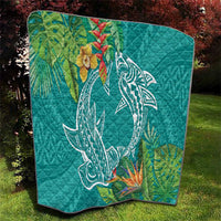 Polynesia Quilt Sharks Duo Tropical Teal