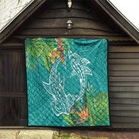 Polynesia Quilt Sharks Duo Tropical Teal