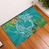 Polynesia Rubber Doormat Sharks Duo Tropical Teal LT7 - Polynesian Pride