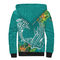 Polynesia Sherpa Hoodie Sharks Duo Tropical Teal LT7 - Polynesian Pride