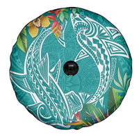 Polynesia Spare Tire Cover Sharks Duo Tropical Teal LT7 - Polynesian Pride