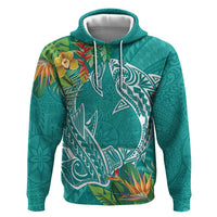 Polynesia Zip Hoodie Sharks Duo Tropical Teal