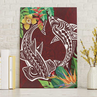 Polynesia Canvas Wall Art Sharks Duo Tropical Oxblood LT7 Without Frame Oxblood - Polynesian Pride
