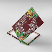 Polynesia Canvas Wall Art Sharks Duo Tropical Oxblood LT7 With Frame Oxblood - Polynesian Pride