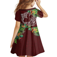 Polynesia Family Matching Off Shoulder Maxi Dress and Hawaiian Shirt Sharks Duo Tropical Oxblood LT7 - Polynesian Pride