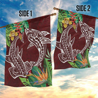 Polynesia Garden Flag Sharks Duo Tropical Oxblood LT7 - Polynesian Pride