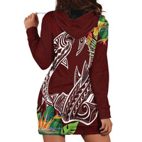 Polynesia Hoodie Dress Sharks Duo Tropical Oxblood LT7 - Polynesian Pride