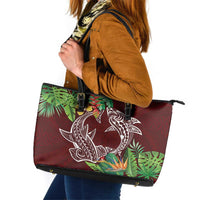 Polynesia Leather Tote Bag Sharks Duo Tropical Oxblood LT7 Oxblood - Polynesian Pride