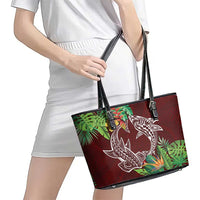 Polynesia Leather Tote Bag Sharks Duo Tropical Oxblood LT7 - Polynesian Pride
