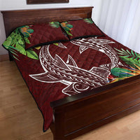 Polynesia Quilt Bed Set Sharks Duo Tropical Oxblood LT7 - Polynesian Pride