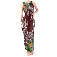 Polynesia Tank Maxi Dress Sharks Duo Tropical Oxblood LT7 Women Oxblood - Polynesian Pride