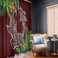 Polynesia Window Curtain Sharks Duo Tropical Oxblood LT7 - Polynesian Pride