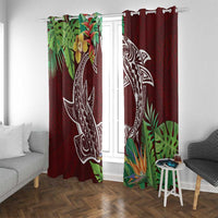 Polynesia Window Curtain Sharks Duo Tropical Oxblood LT7 With Grommets Oxblood - Polynesian Pride