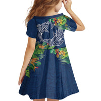 Polynesia Family Matching Puletasi and Hawaiian Shirt Sharks Duo Tropical Navy LT7 - Polynesian Pride