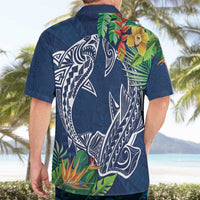 Polynesia Hawaiian Shirt Sharks Duo Tropical Navy LT7 - Polynesian Pride