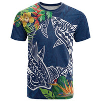 Polynesia T Shirt Sharks Duo Tropical Navy