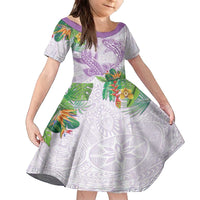 Polynesia Family Matching Puletasi and Hawaiian Shirt Sharks Duo Tropical Lavender LT7 Daughter's Dress Lavender - Polynesian Pride