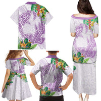 Polynesia Family Matching Puletasi and Hawaiian Shirt Sharks Duo Tropical Lavender LT7 - Polynesian Pride