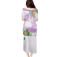 Polynesia Family Matching Puletasi and Hawaiian Shirt Sharks Duo Tropical Lavender LT7 - Polynesian Pride