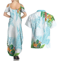 Polynesia Couples Matching Summer Maxi Dress and Hawaiian Shirt Sharks Duo Tropical Turquoise LT7 - Polynesian Pride