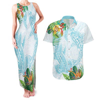 Polynesia Couples Matching Tank Maxi Dress and Hawaiian Shirt Sharks Duo Tropical Turquoise LT7 Turquoise - Polynesian Pride