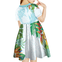 Polynesia Kid Short Sleeve Dress Sharks Duo Tropical Turquoise