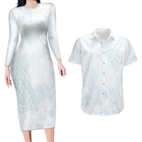 Polynesia Couples Matching Long Sleeve Bodycon Dress and Hawaiian Shirt Sharks Duo Tropical Off White LT7 White - Polynesian Pride