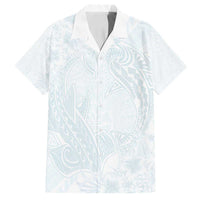 Polynesia Family Matching Summer Maxi Dress and Hawaiian Shirt Sharks Duo Tropical Off White LT7 Dad's Shirt - Short Sleeve White - Polynesian Pride