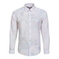 Polynesia Long Sleeve Button Shirt Sharks Duo Tropical Off White LT7 Unisex White - Polynesian Pride