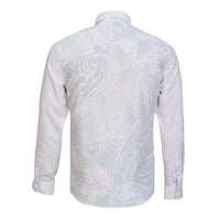 Polynesia Long Sleeve Button Shirt Sharks Duo Tropical Off White LT7 - Polynesian Pride