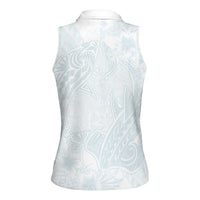 Polynesia Women Sleeveless Polo Shirt Sharks Duo Tropical Off White LT7 - Polynesian Pride